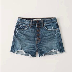 Abercrombie & Fitch High Rise Mom Short in Dark Ripped Wash Size 26.